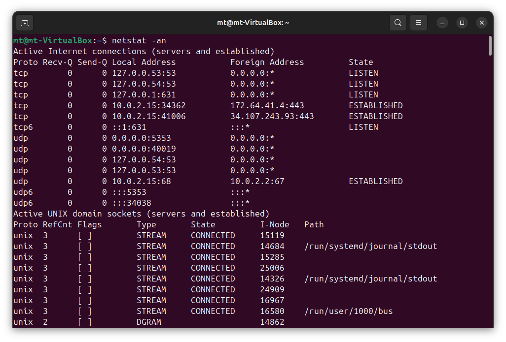 netstat output