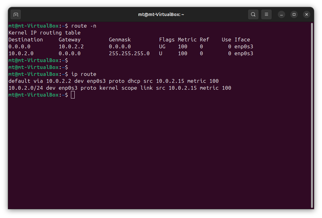 Linux routing table output
