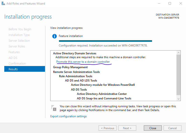 Active Directory lab step 14