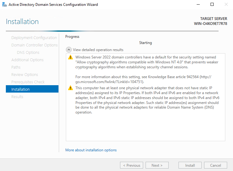 Active Directory lab step 22