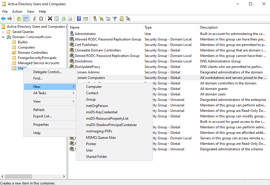 Active Directory lab step 32