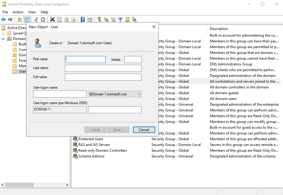 Active Directory lab step 33