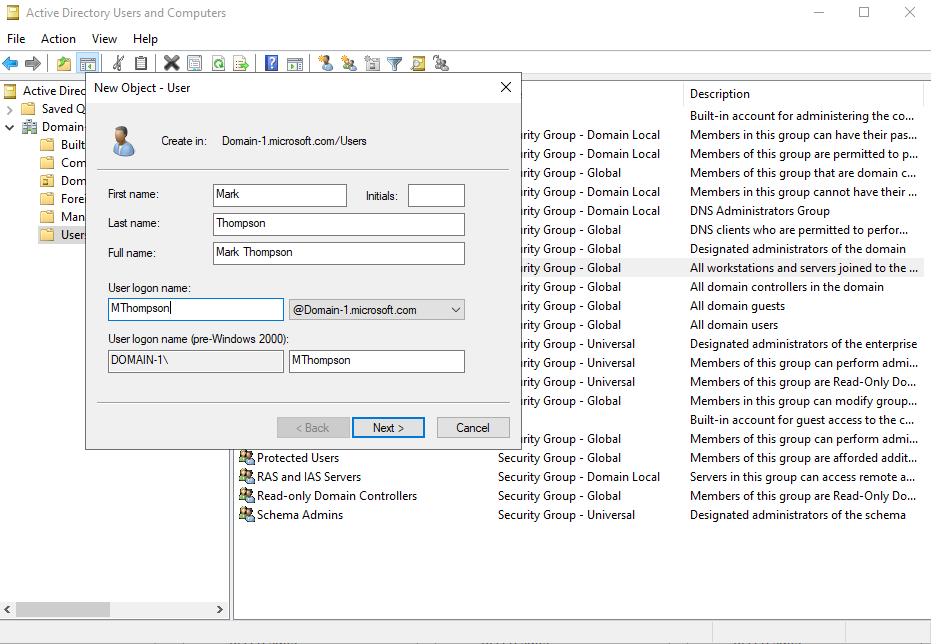 Active Directory lab step 34