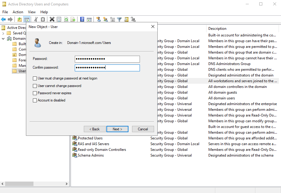 Active Directory lab step 35