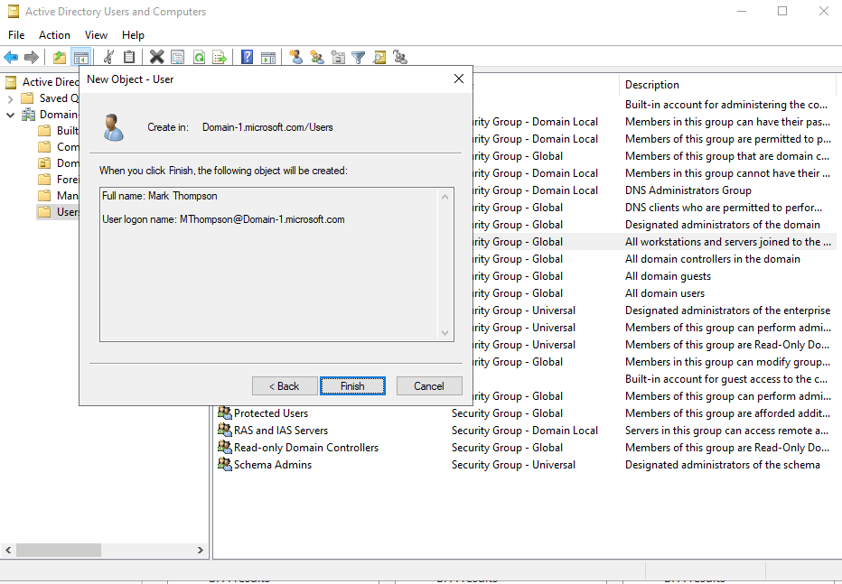Active Directory lab step 36