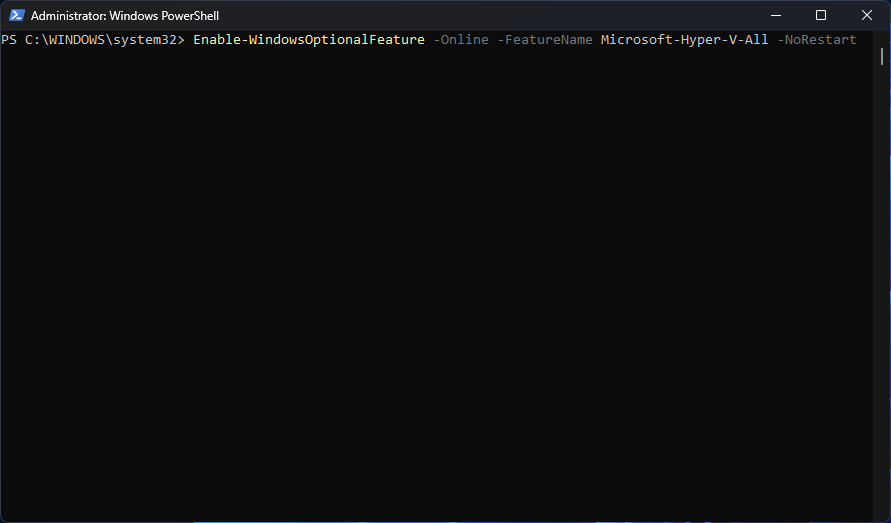 PowerShell Enable-WindowsOptionalFeature command