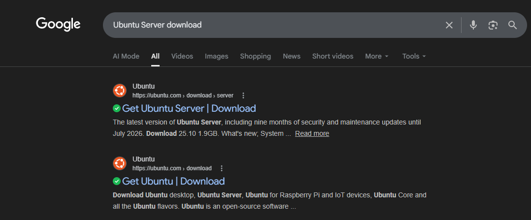 Ubuntu Server 24.04 installation step 1
