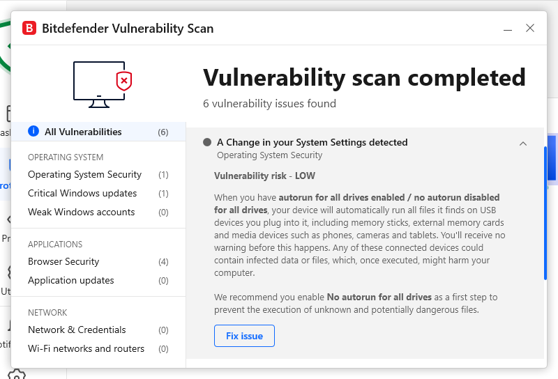 BitDefender vulnerability scan 4