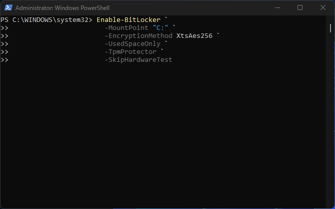 Enable BitLocker step 2