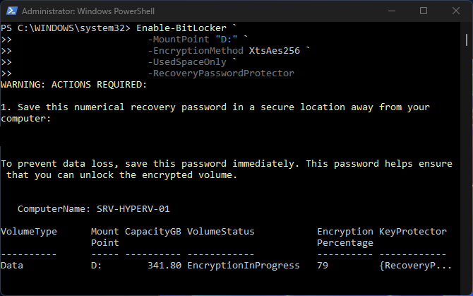 Enable BitLocker on D