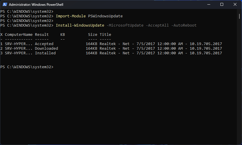 Windows Update continued installation