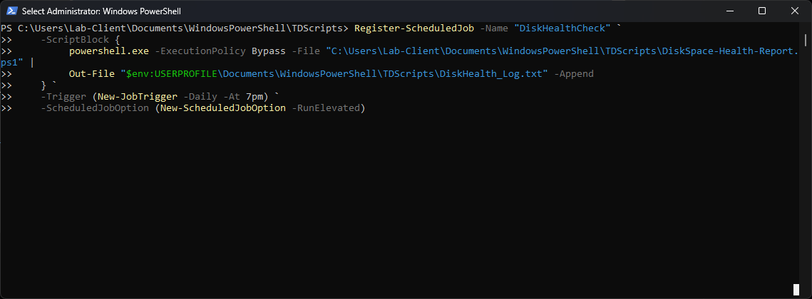 Disk Health Check registration