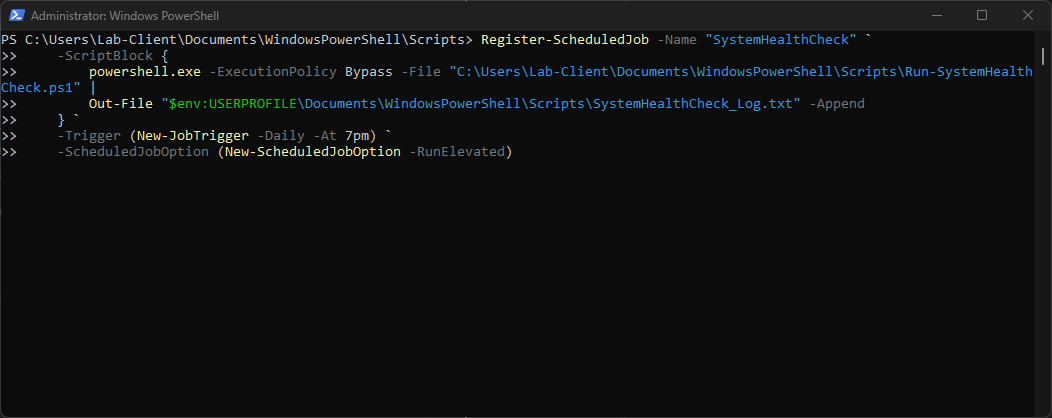 System Health Check script registration