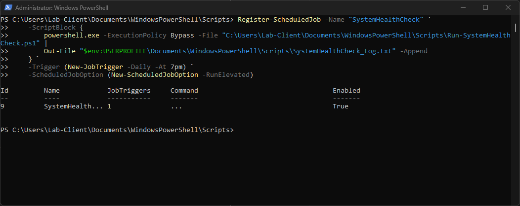 System Health Check scheduled job confirmation