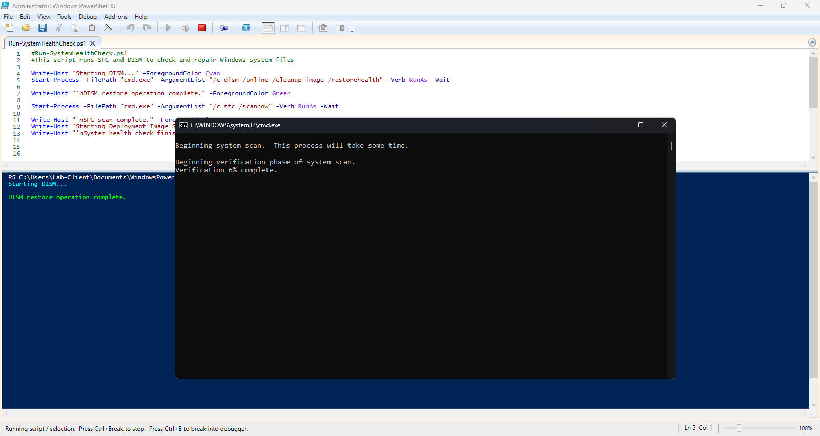 System Health Check - SFC scan in progress