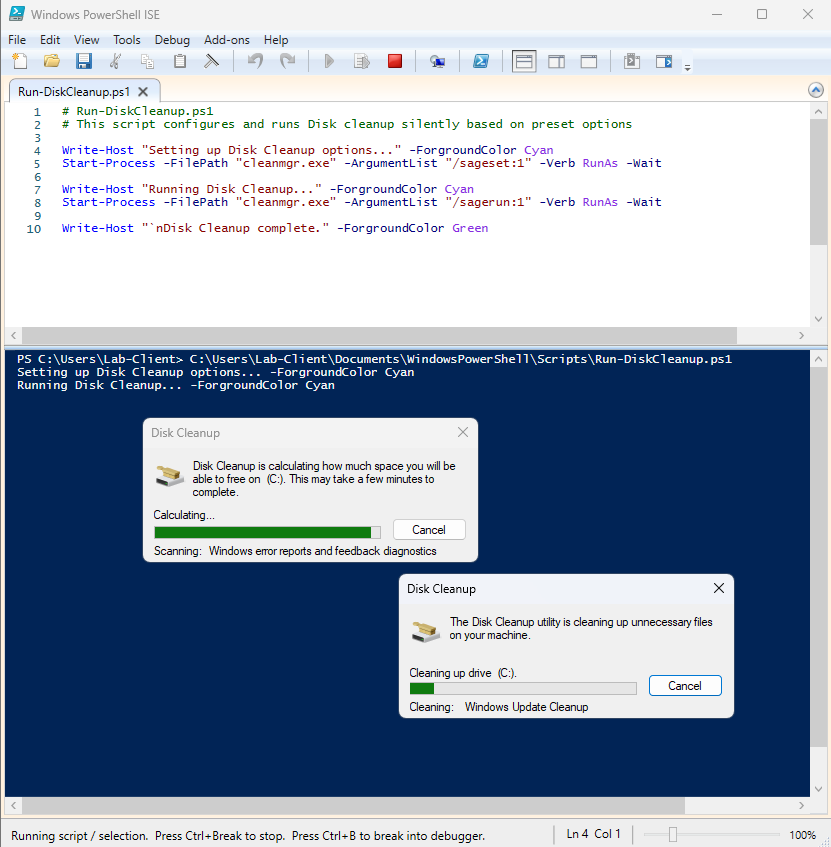 Disk Cleanup calculating space