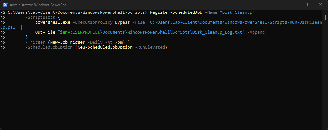 Disk Cleanup script completion