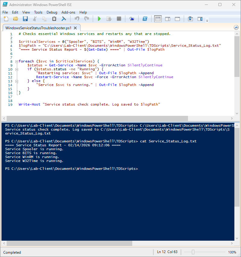 Service Status Check script