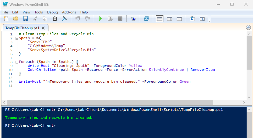 Temp file cleanup script