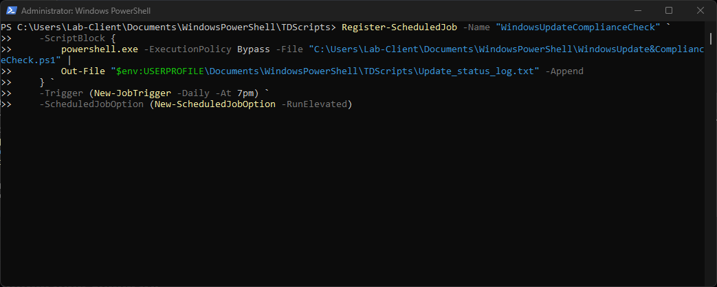 Windows Update Compliance Check registration
