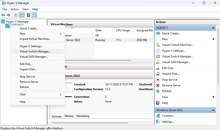 Virtual Switch Setup Step 1