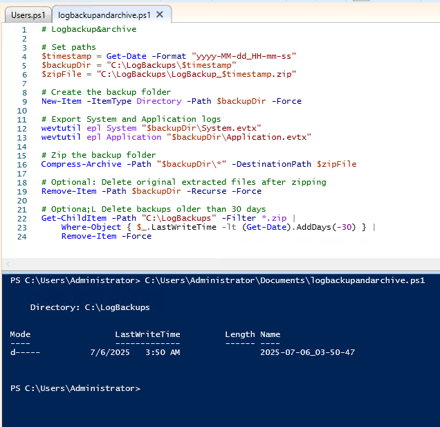 Backup logs with PowerShell