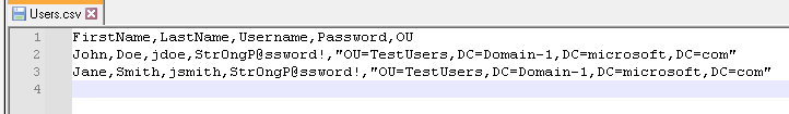 AD CSV example