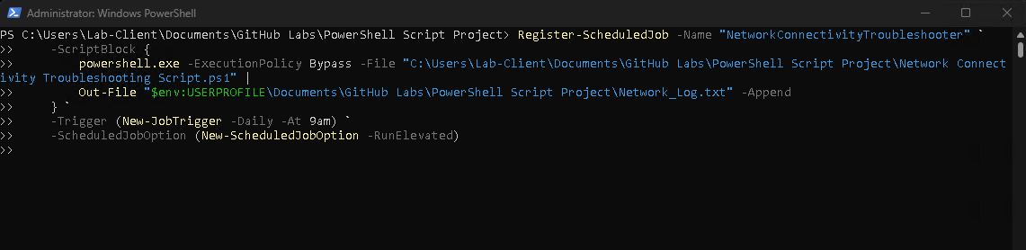 Network Connectivity Troubleshooter Scheduled Job