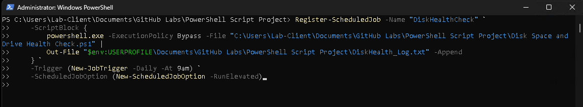 Disk Health Check Scheduled Job
