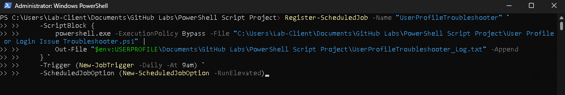 User Profile Troubleshooter Scheduled Job