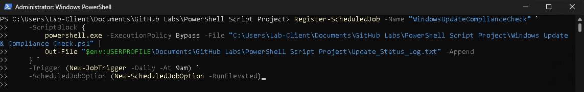 Windows Update Compliance Check Scheduled Job