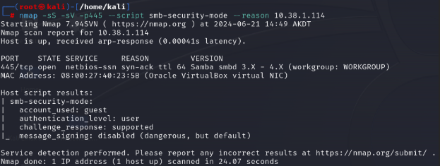 Nmap SMB Security Mode
