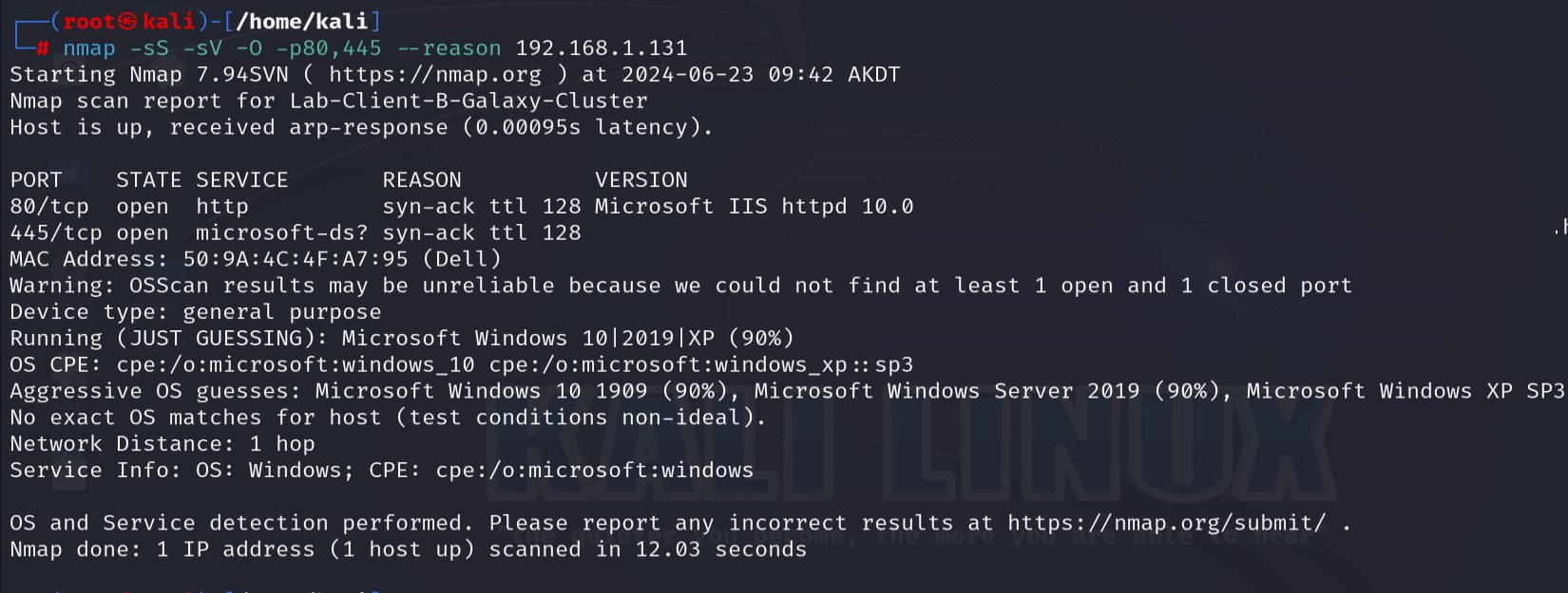 Nmap OS detection result 1