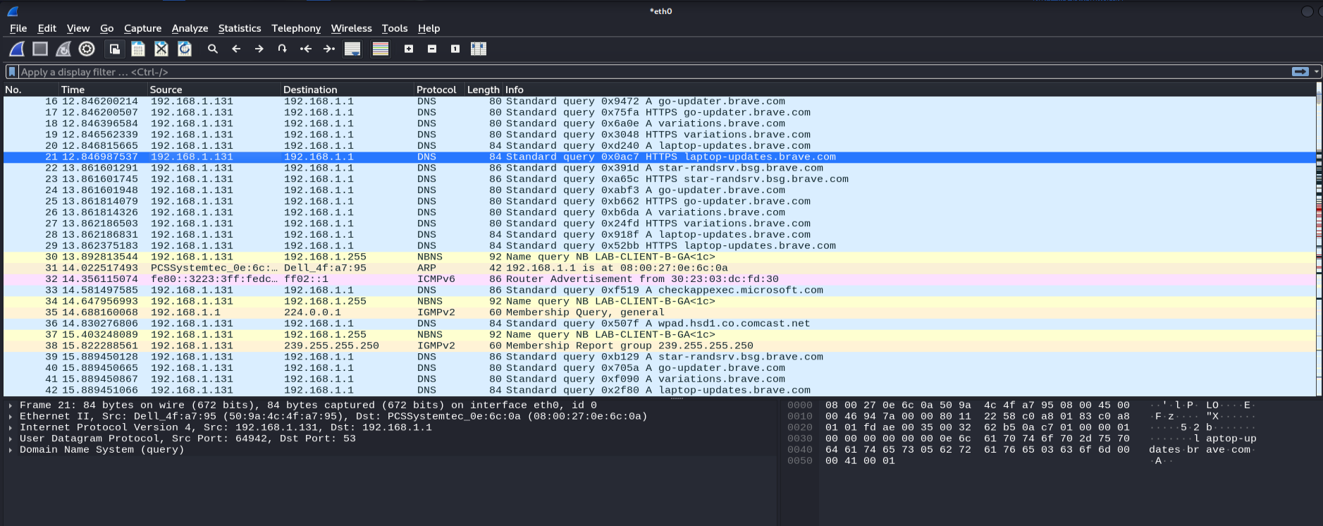 Wireshark: extracting DNS server IP