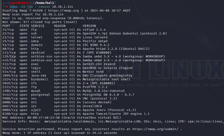 SYN scan with service version detection