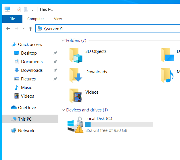 Triggering authentication to nonexistent server