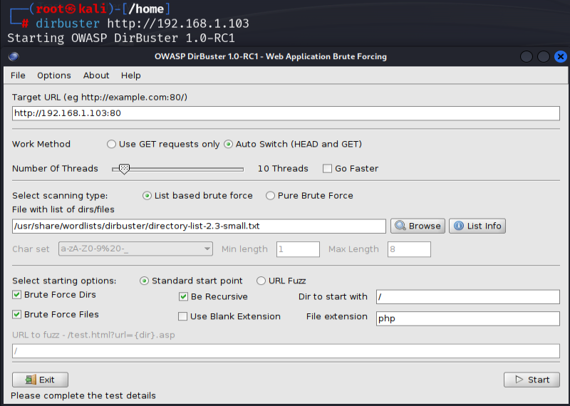 Dirbuster UI