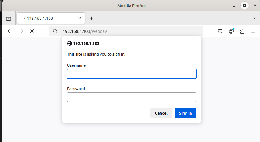 WebDAV login prompt