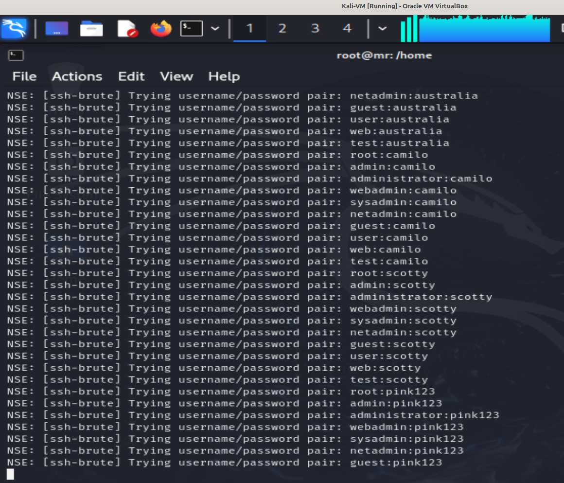 ssh-brute attack running against the target