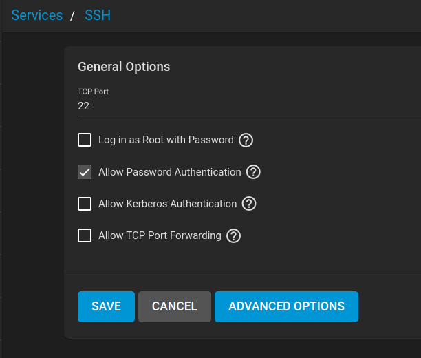 Server configuration snippet related to SSH password settings