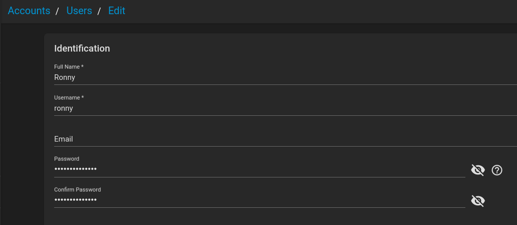 Resetting the user password on the NAS host
