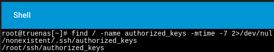 Finding recently modified authorized_keys files with find