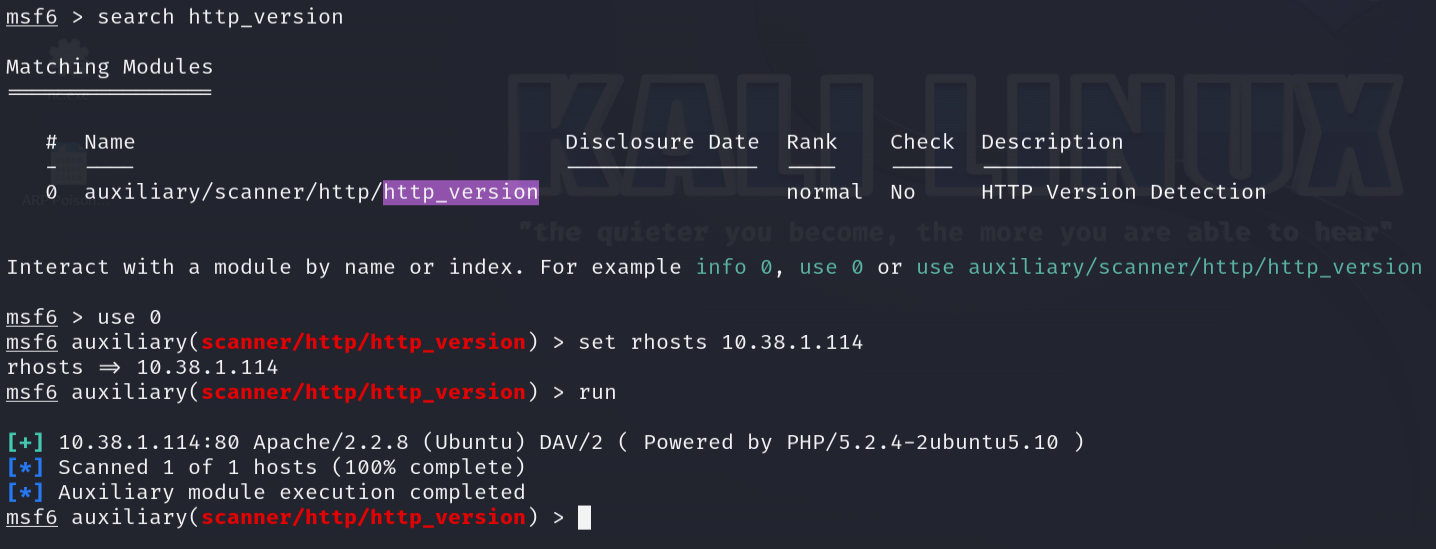Metasploit reconnaissance 2