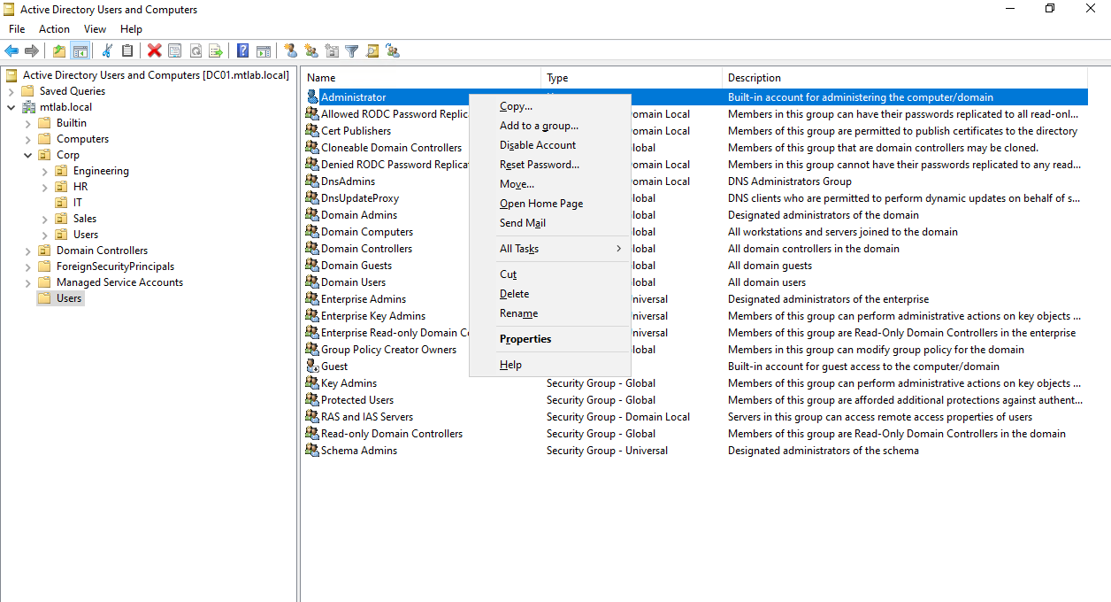 Disabling the Administrator account