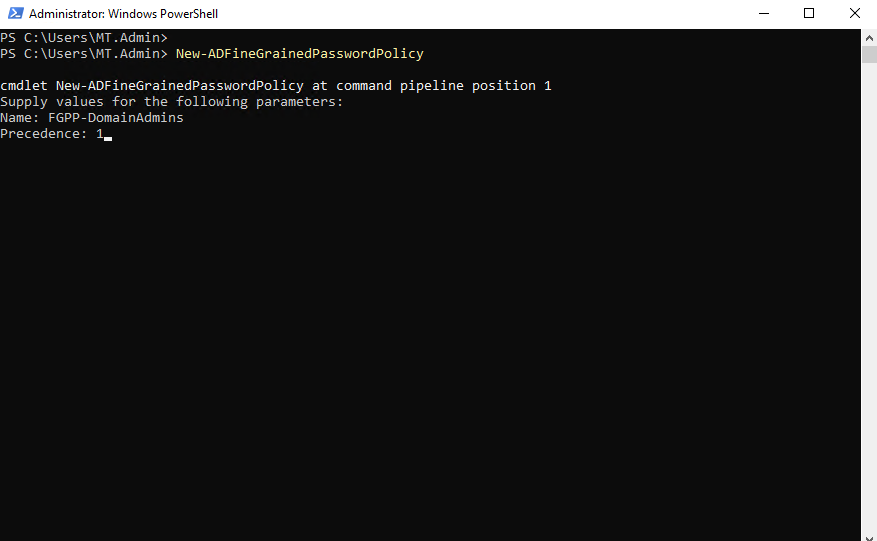 Setting PSO Precedence to 1 in PowerShell