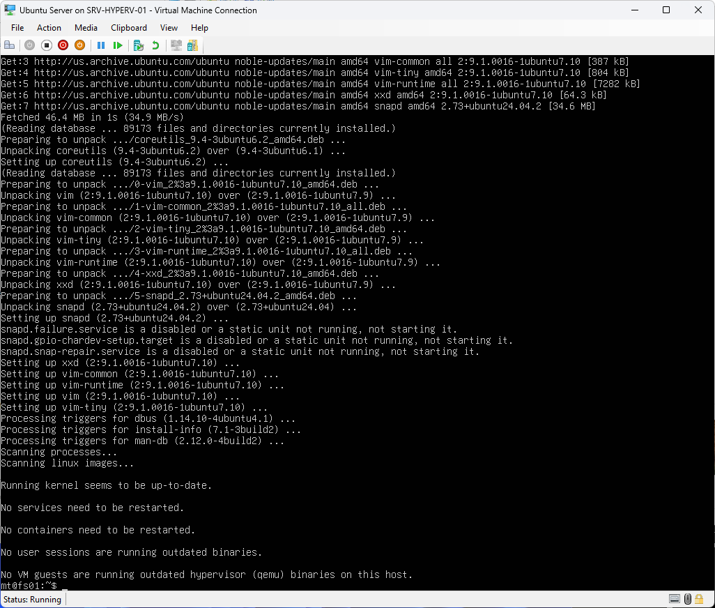 Ubuntu Server update completed