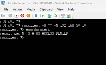 rpcclient enumdomusers returning NT_STATUS_ACCESS_DENIED