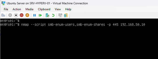 Running nmap smb-enum-users and smb-enum-shares scan against the domain controller