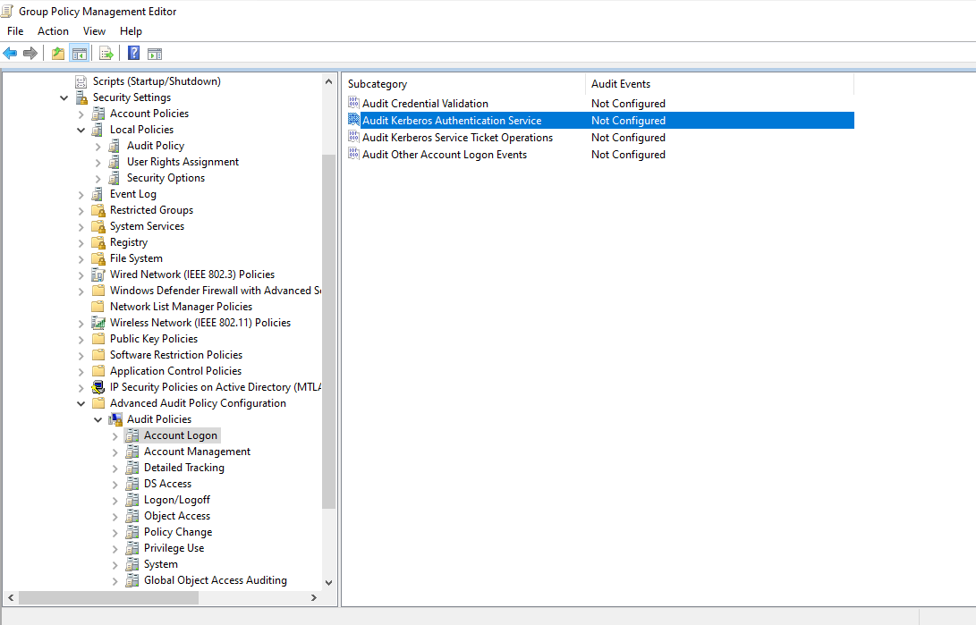 Advanced Audit Policy Account Logon subcategories